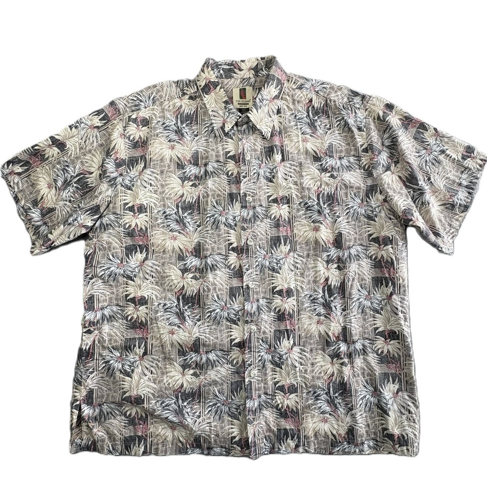 Tori Richard Hawaiian‎ Inside Out Shirt Mens 2XL Blue Aloha Floral Palm Trees